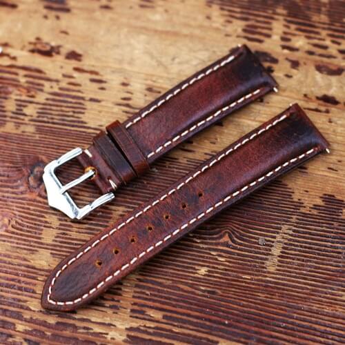 Red Brown Crazy Horse Leather Watch Strap 18mm 20mm 22mm 24mm 26mm Vintage Cow Leather Watch Band For Panerai Fossil Watchband