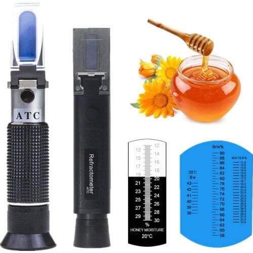 Hand Held Honey Refractometer Water Honey Moisture Tester Meter ATC for Bee-keeping