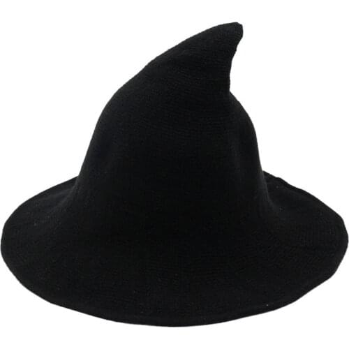 NEW Halloween Witch Hat Mens and Womens Wool Knit Hat Halloween Fashion Solid Diversified Along the Hat Autumn Winter Cap