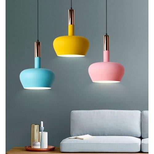 Nordic Chandelier Modern Restaurant Lamp Dining Table Bar Counter Bedroom Single Head Macarons Lamp Shade Lamps for Bedroom