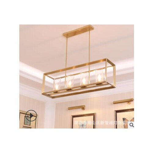 Nordic dining room table bar American copper lamps creative personality postmodern rectangular dining room all copper chandelier