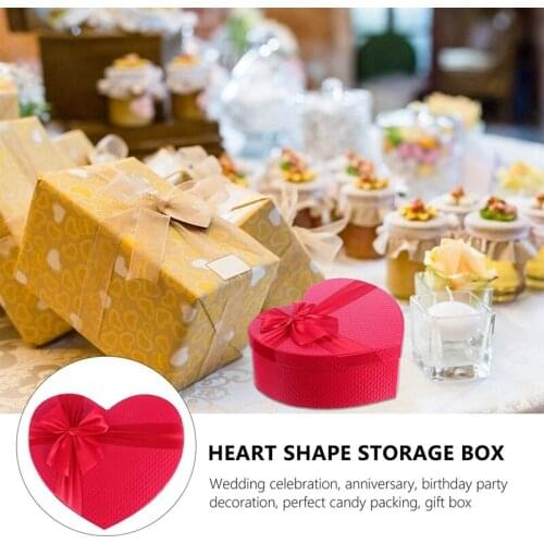 Wedding Gift Candy Box Heart Gifts Packaging Box Ribbon Treat Box Present Case Wedding Party Favors Red