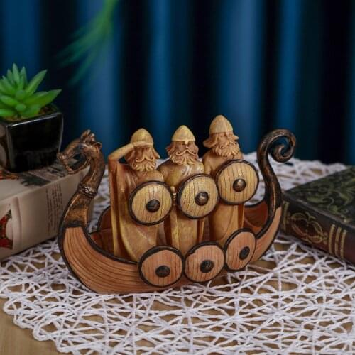 Vintage Dragon Boat Figurine Statue Ornament Sculpture Cabinet Decor Artwork