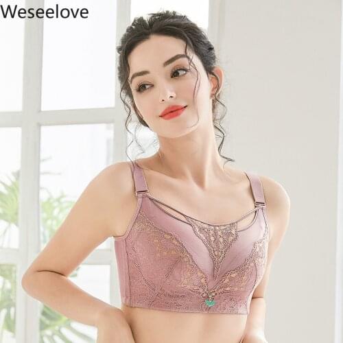 Weseelove Push Up Bras for Women Sexy Plus Size Vest Bra Wire Free Adjustment Underwear Sexy Lace Underwear Thin Full Cup X34-1