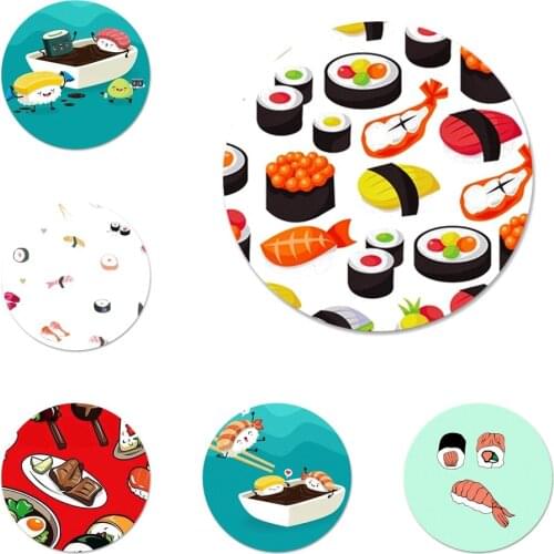 Cartoon Food Sushi Icons Pins Badge Decoration Brooches Metal Badges For Clothes Backpack Decoration 58mm