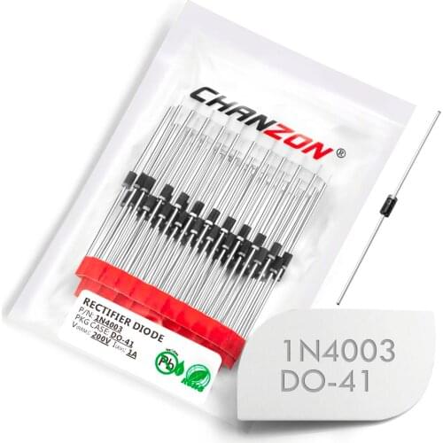 100 Pcs) 1N4003 Rectifier Diode 1A 200V DO-41 (DO-204AL) Axial 1N IN 4003 IN4003 1 Amp 200 Volt Electronic Silicon