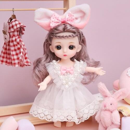 16 cm BJD Mini Dolls 13 Movable Joint Girl Baby Beautiful Toy Dolls With Clothes Dress Up 1/12 Fashion Dolls Girls Gifts