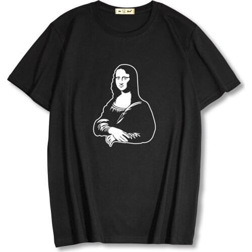 2021 Summer New retro Mona Lisa Painting Print short sleeve Men T-shirts Oversize 100% Cotton Tops Plus Size men Clothing