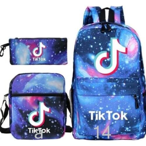 Hot TIK TOK 3pcs Set Backpack Children Anime Cartoon School Bag Bookbag Women Travel bags Mochila Daily Rucksack
