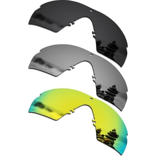 SmartVLT 3 Pieces Polarized Sunglasses Replacement Lenses for Oakley Si M Frame 2.0 Stealth Black & Silver Titanium & 24K Gold