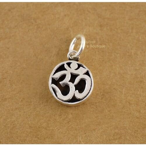 925 Sterling Silver Namaste Om Ohm Yoga Zen Pendant Charm Necklace 10mm GIFT A2745