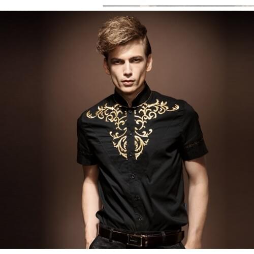 Free shipping new casual mens male short sleeved summer wind shirt collar stitching court wind 13260 on sale