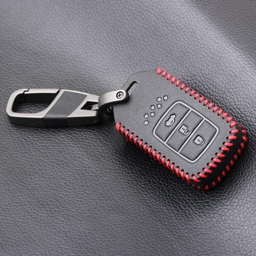 Genuine Leather Car Key Cover Bag Holder for Honda Accord CRV 3 Button Leather Protection Cover Skin Jacket Car Style