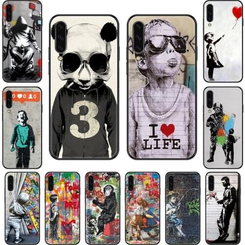 Street Art Banksy Graffiti Phone case For Samsung Galaxy A 3 5 8 9 10 20 30 40 50 70 E S Plus 2016 2017 2018 2019 black tpu