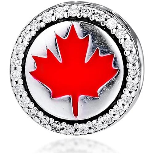 CKK Bead Charm Sterling Silver 925 Charms Jewelry Original Canada Red Maple Leaf Beads Fits Pandora Bracelet Jewelry Making