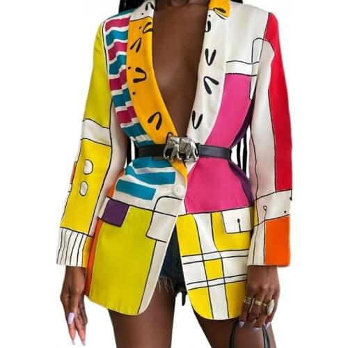 No Sashes Dashiki African Blazer For Women Casual Long Sleeve Slim Jackets Office Lady Suit Jacket Lapel Coat Formal Blazers
