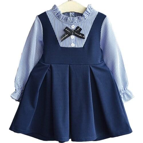 Baby girl dress Childrens baby girl clothes Long sleeve fake two-piece dress dress childrens clothing bebe for 2-7 Years Old