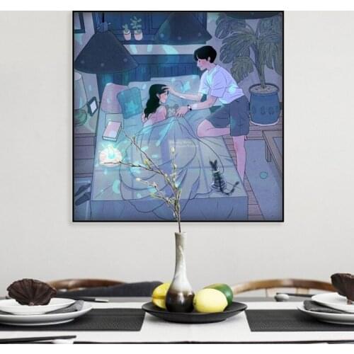 DIY digital painting couple small painting figure painting night touch decorative painting hand-painted decompression painting