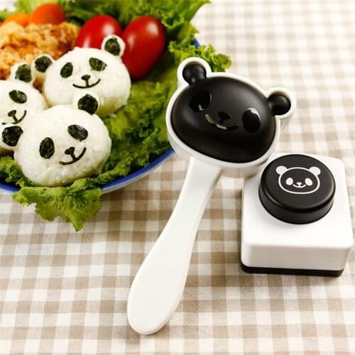 2Pcs/Set Panda Sushi Mould Cartoon Cute Rice Ball Mold Kit Seaweed Embossing Cutter Moulds For Kitchen Cooking DIY Sushi Molds