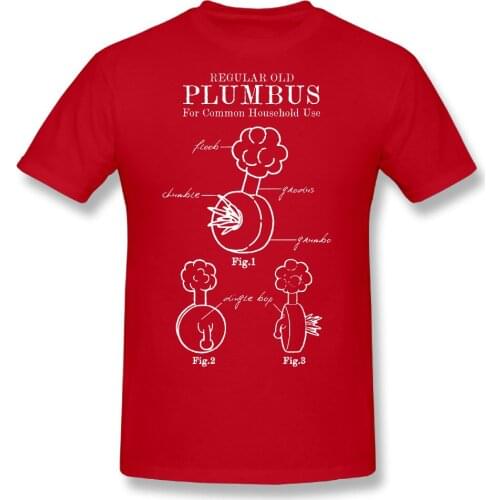 T-Shirt 2019 Fashion Men Casual Tees Shirt Plumbus Blueprint Mens T Shirts Adult Crewneck Short Sleeve Adult 100% Cotton T-Shir