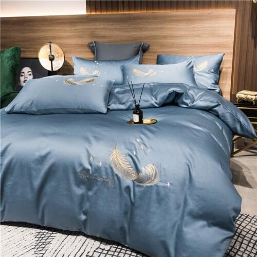 60 thread four piece set of spring and summer pure cotton bed sheet quilt cover wedding bedding four piece set of Cotton Satin
