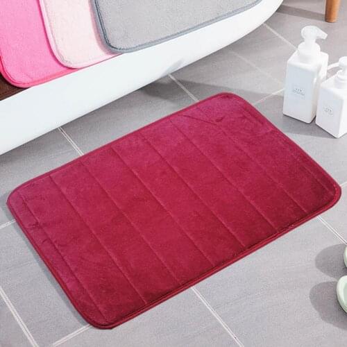 Bath Pad Anti-slip Wide Applicability Coral Fleece Practical Absorbent Rectangular Bathroom Carpet Shower