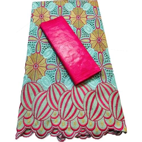 New African Bazin Riche Brode Fabric Combine Swiss Voile Cotton Lace 2021 Damask Guinea Brocade Lace Fabric 2.5+2.5yard VKM033