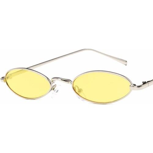 Fashion Retro Small Frame Oval Sunglasses Round Mirror Metal Ocean Piece Sun Glasses Wild Tide Street Women Vintage Shades