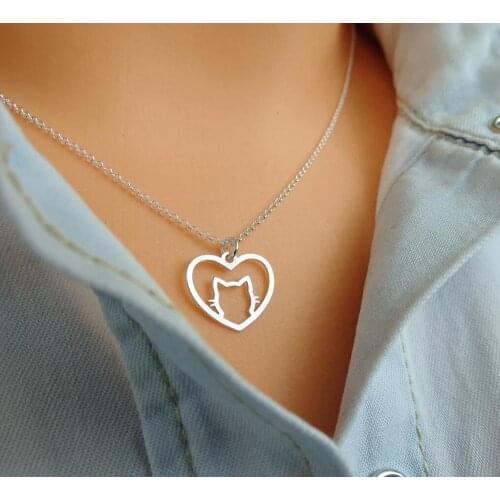 Japanese and Korean girls series cat stainless steel necklace necklace cat lover gift