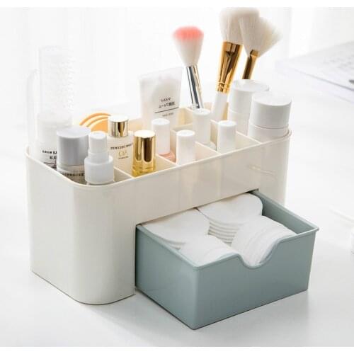 Plastic Cosmetic Storage Box Drawer Cotton Swab Stick Organizer Divider Makeup Jewelry Table Organizer Home Storage Drawers Case