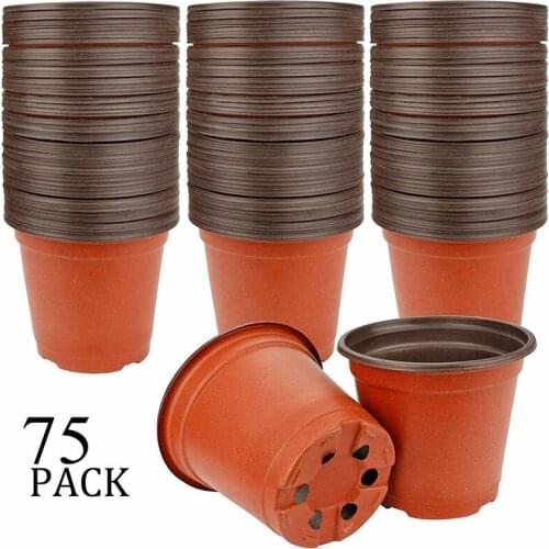 75PCS 4" 10cm Plastic Plant Nursery Seed Starting Pots for Transplanting Seedling Flower Plant Container Seed Starting Pots