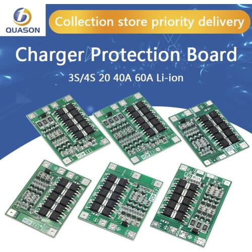 3S/4S 20 40A 60A Li-ion Lithium Battery Charger Protection Board 18650 BMS Drill Motor 11.1V 12.6V/14.8V 16.8V Enhance/Balance