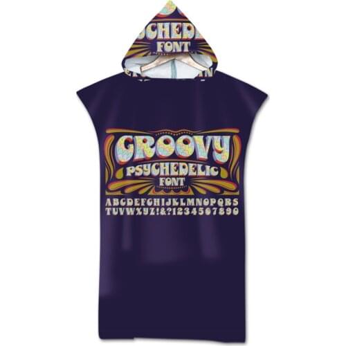 Microfiber Wetsuit Dress Hooded Surf Adult Beach Swimsuit Simple letters Printed Swimming Quick Dry Ultralight Bath Towel