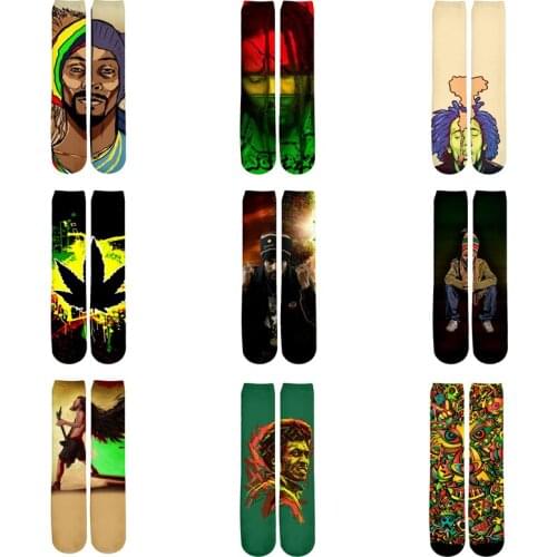 Plstar Cosmos Harajuku Hot Hip Hop Reggae New Style Bob Marley 3d Print Men Funny socks 3D High Socks Men Women high quality-2