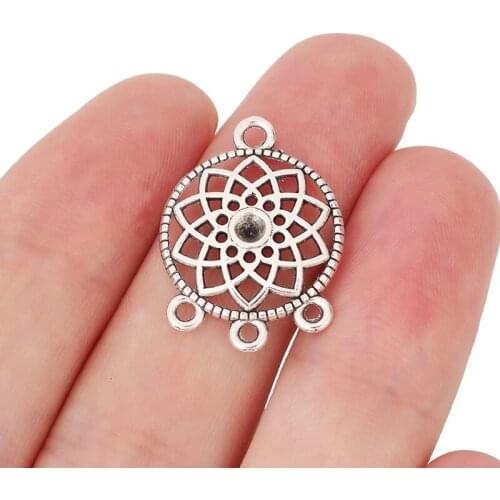 30 x Tibetan Silver Bohemia Dream Catcher Connector Charms Pendants for DIY Earrings Jewelry Making Findings 25x18mm