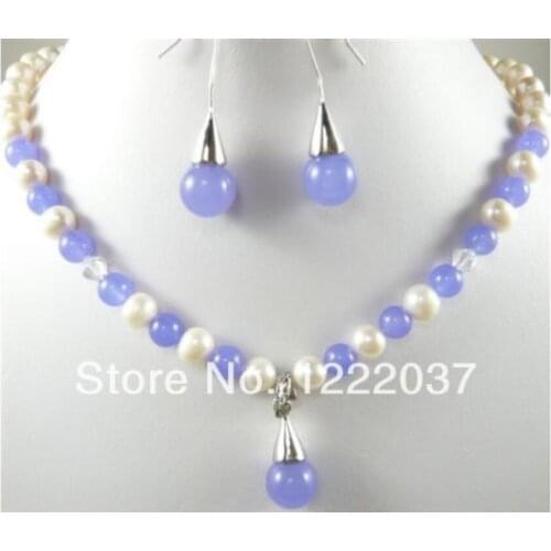 Purple jades shell necklace pendant set