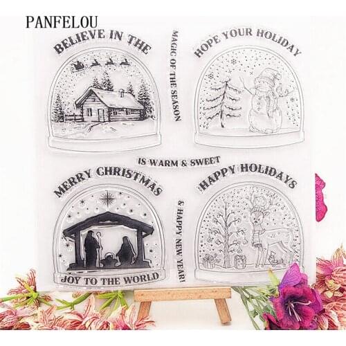 PANFELOU 20.5*20 Snow globe Transparent Silicone Rubber Clear Stamps Scrapbooking/DIY Easter Happy New Year wedding cards