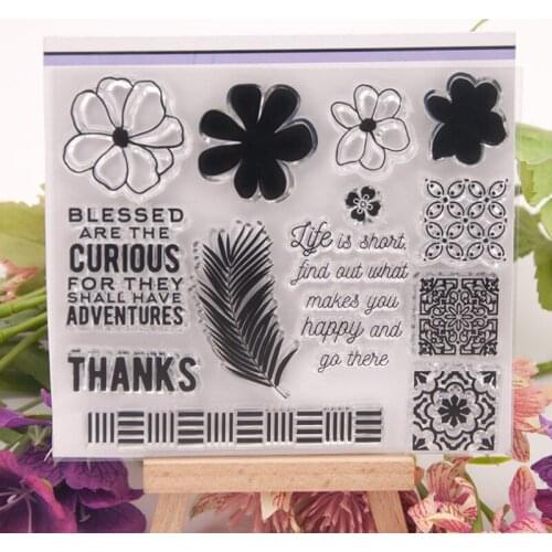 Flower Feather Transparent Stamp Transparent Silicone Stamp Cutting DIY Scrapbook Rubber Coloring Embossed Diary Decor Reusable