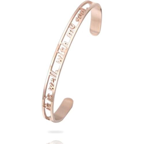 Rose Gold IT IS WELL MY SOUL Stainless Steel Bangle Inspirational Quote Cuff Mantra Bracelets Bangles Valentines Day Gifts