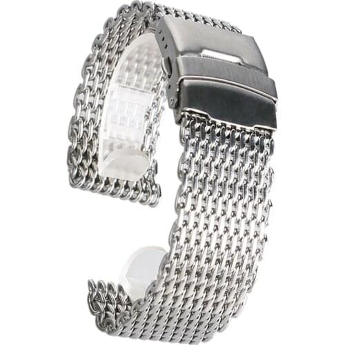 18/20/22/24mm Stainless Steel Milanese Shark Mesh Watches Band Strap Bracelet Replacement Wrist Bracelet
