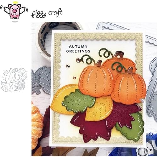 Piggy Craft metal cutting dies cut die mold 4Pcs Pumpkin Maple Leaf Scrapbook paper craft knife mould blade punch stencils dies