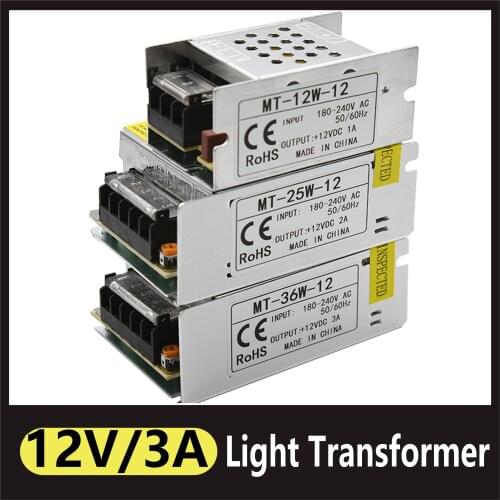 Lighting Transformers AC 110V 220V To DC 12V Power Supply Source Adapter 3A Power Supply Strip Switch LED Driver Adapter