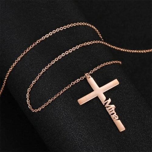 Stylisteel Custom Religion Cross with Name Necklace Mothers Day Valentines Day Pendant Necklace Gift Unique Exclusive Necklace