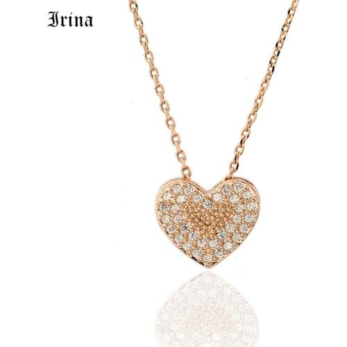 New Style Heart Pendant Necklace Crystal Necklace Women Weeding Gift Statement 585 Rose gold color Jewelry For Elegant Women