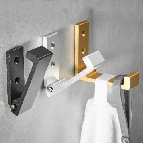 1Pc Wall-Mounted Space Aluminum Hanging Household Bathroom And Kitchen Supplies Storage Foldable Multi-Function Towel Coat Hooks