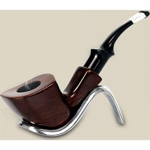 1Pcs New High-grade Ebony Wood Smoking Pipe Wooden Pipe Fashion Handmade Gift Pipe Bent Type Pipe
