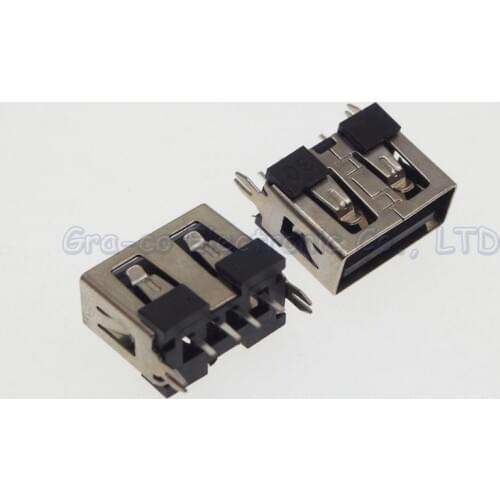 20pcs Black Glue USB port Side of the vertical straight edge 180 Degree USB Female Socket