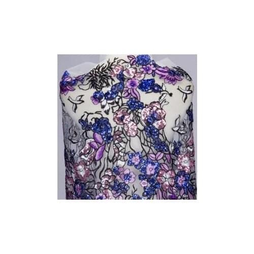 2018 1y =1lot New violet blue color coffee Mix light blue fabrics multicolored embroidered dress wedding DIY dress cloth T238-1