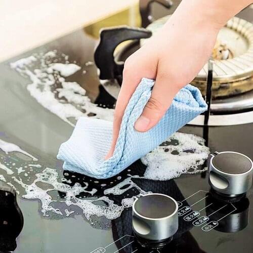 3/5pcs Kitchen Anti-Grease microfibre Wipes rags Efficient Fish Scale Cleaning car Cloth For Home Washing Dish Towel Accessories