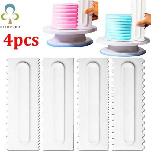 4pcs/set Cream Scraper Irregular Teeth Edge DIY Scraper Cake Baking Decorating Fondant pastry cutters Baking Spatulas Tools ZXH